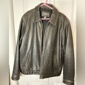 Eddie Bauer Men's Dark Brown Leather Jacket